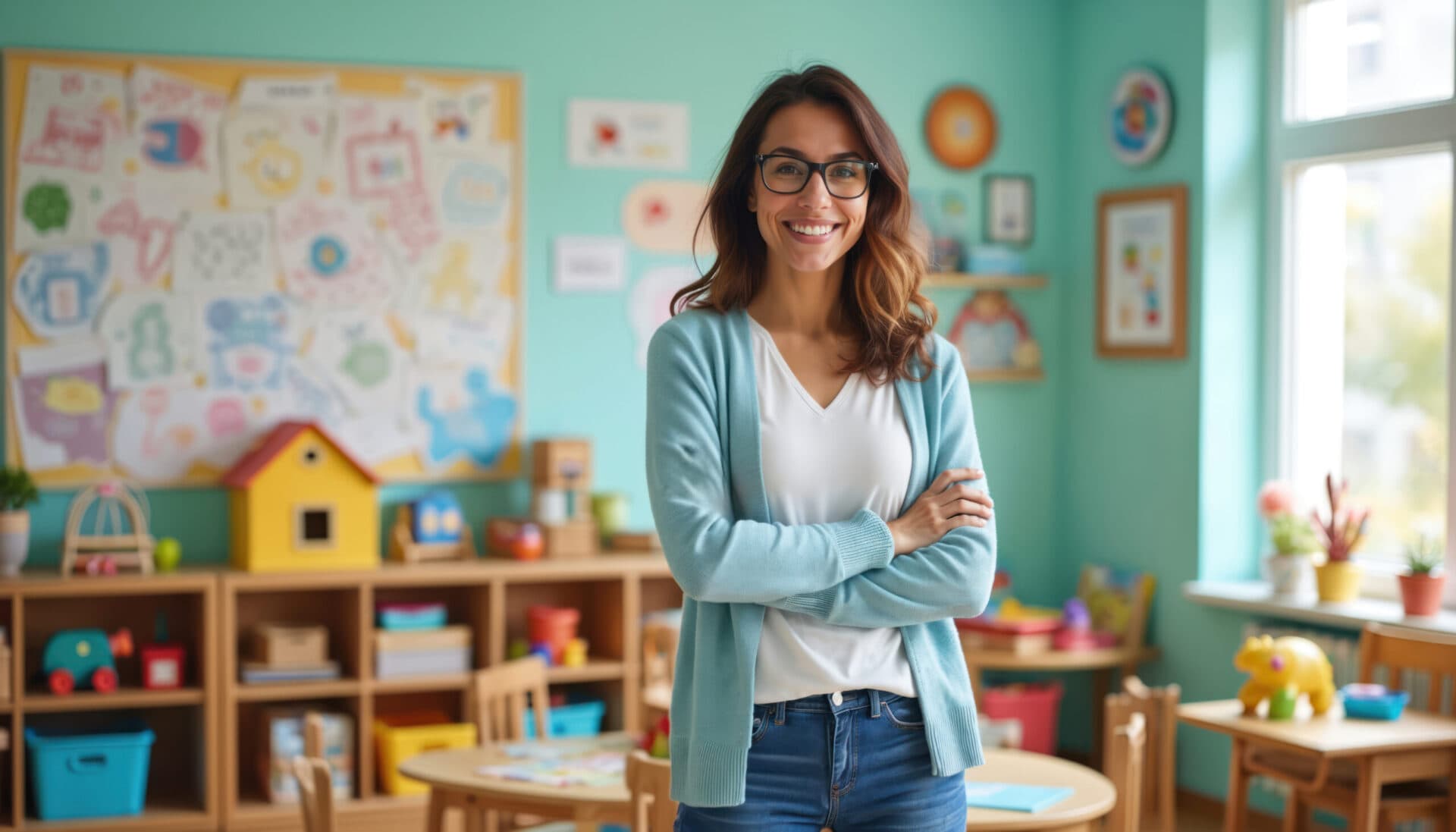 A Village Learning Center teacher in her classroom